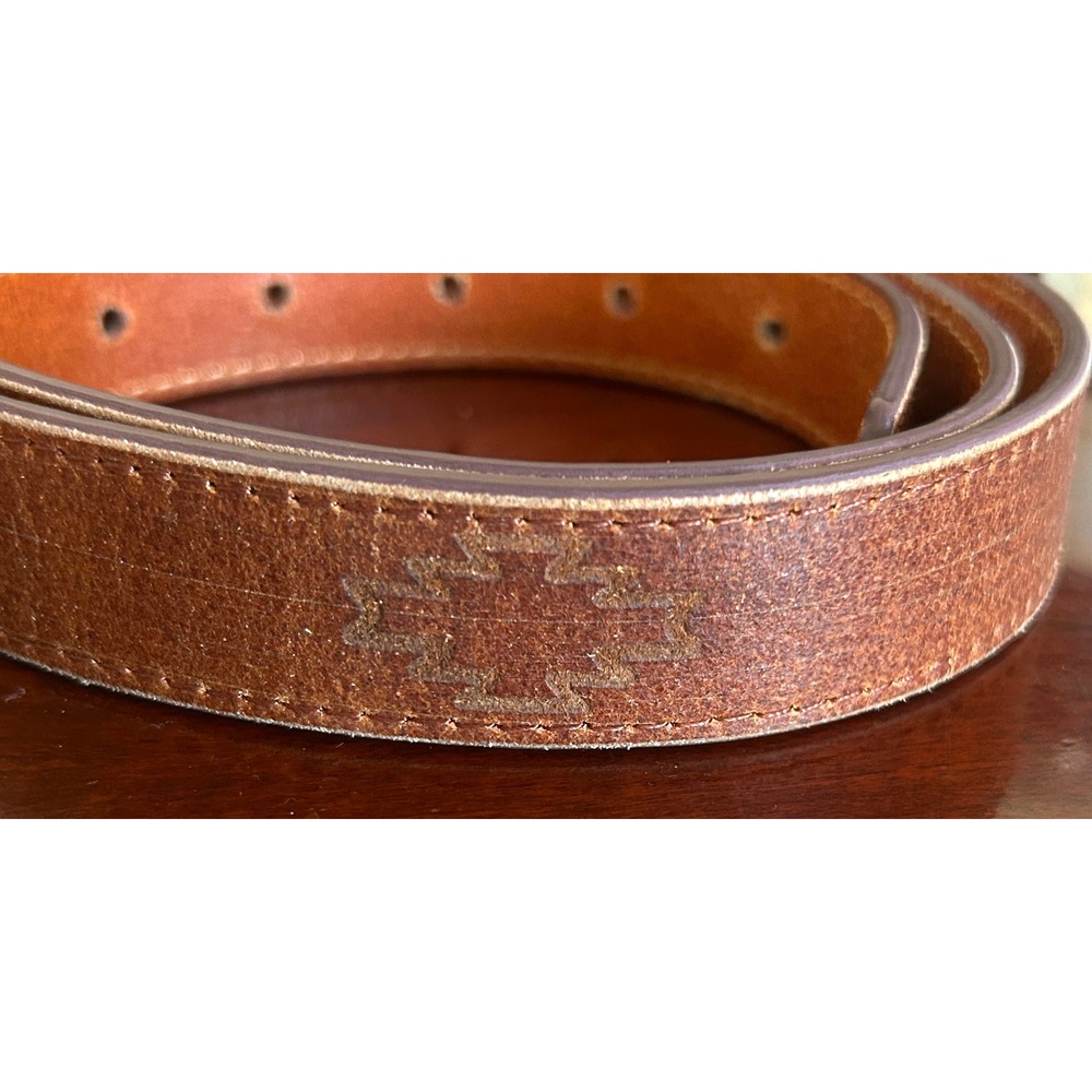 Distressed Genuine Leather Large Brown Belt Southwestern Western Cowboy Handmade - Picture 3 of 5